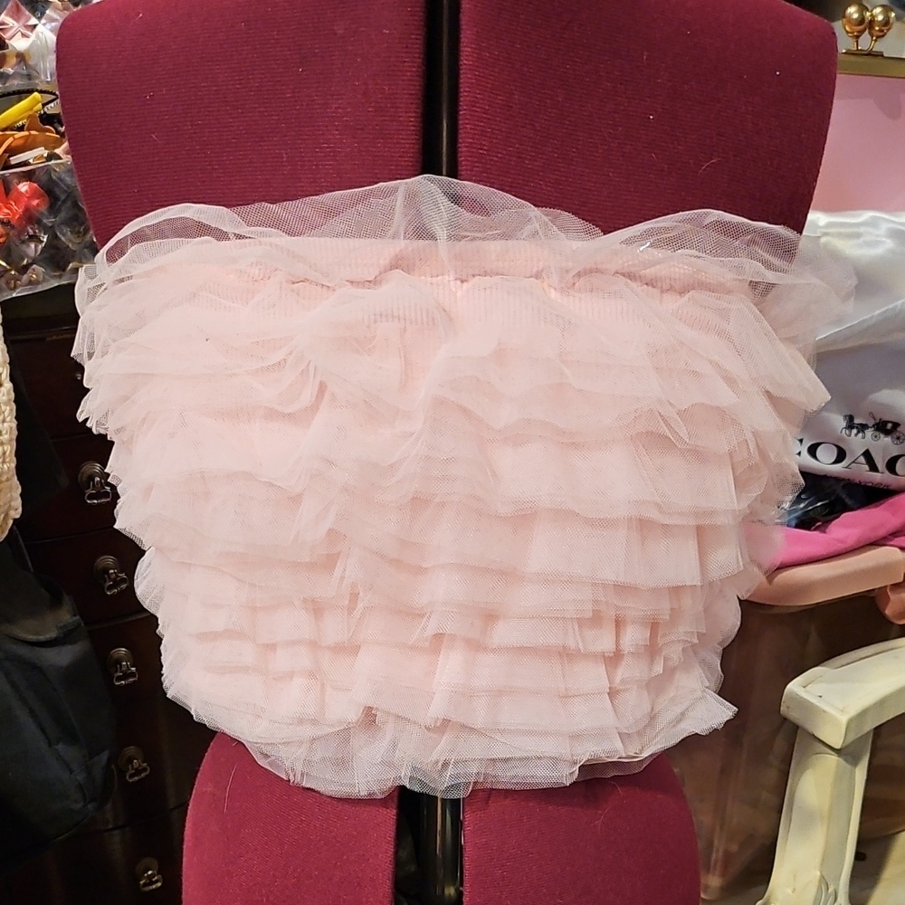 Alkemy Elegant Pink Layered Strapless Top Size M Nwt